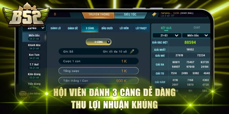 Hội viên đánh 3 càng dễ dàng thu lợi nhuận khủng